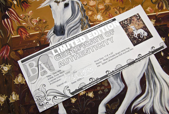 Certificate of Authenticity for artwork